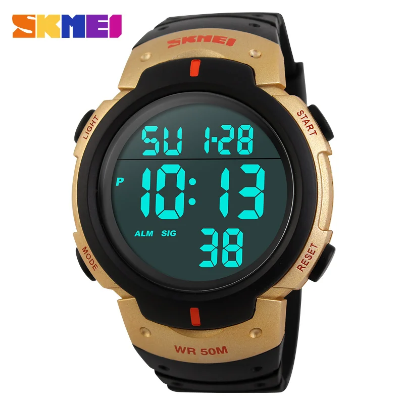 

2019 skmei 1068 LED Digital Military Watch Men 50M Dive Swim DressI Sports Watches Fashion Wristwatches Man relogio masculino, As shown;if you need other colors;you can customize
