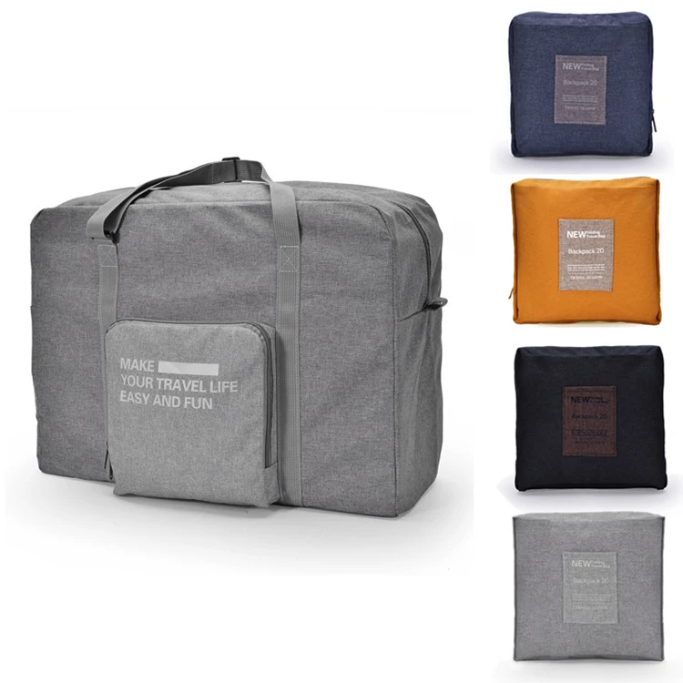 

Custom LOGO Lightweight Large Capacity Folding Duffle Bag Storage Waterproof Foldable Travel Duffel Luggage Bag, Black,orange,gray,blue