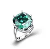 special design Fashion jewelry prong setting 18K white gold 20ct green moissanite wedding ring