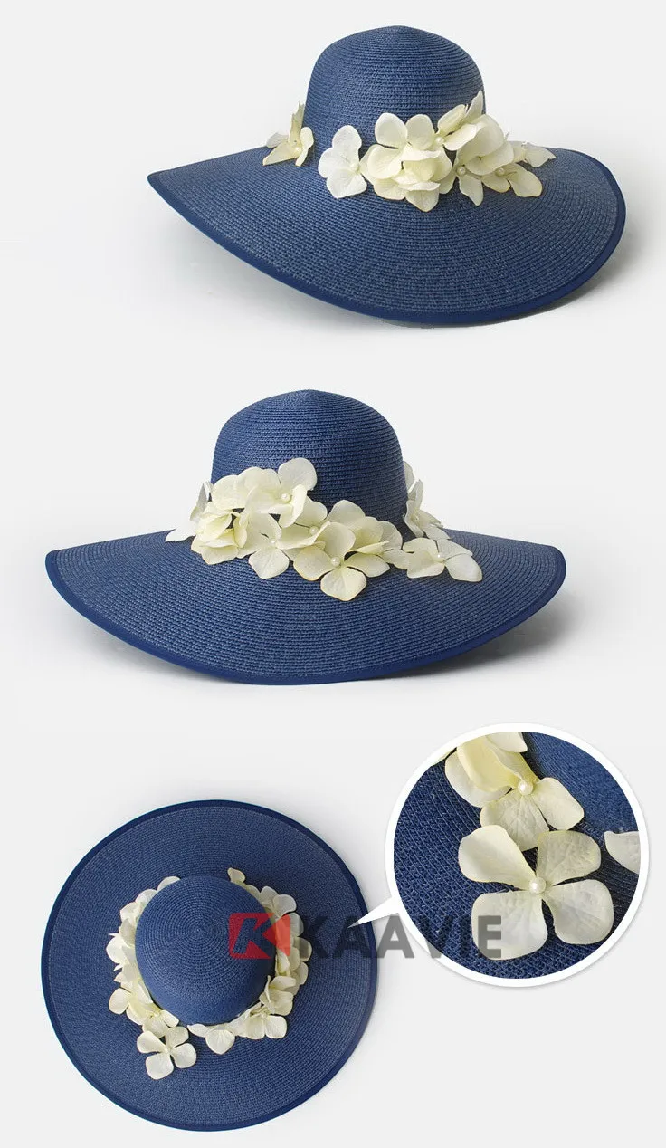 Wholesale Wide Brim Floppy Straw Beach Hats Decorating Sun Hat With