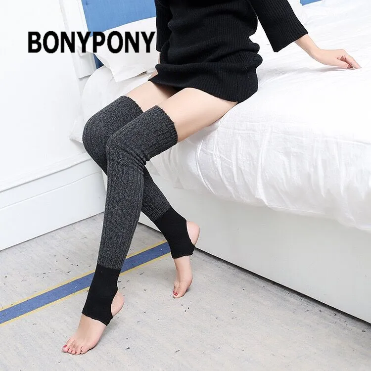 

Bonypony Women's Cosy Knee High Ribbed Tights Socks Leg Warmers Sock Sleeves Fashion Sexy Warm Thigh High Long Socks
