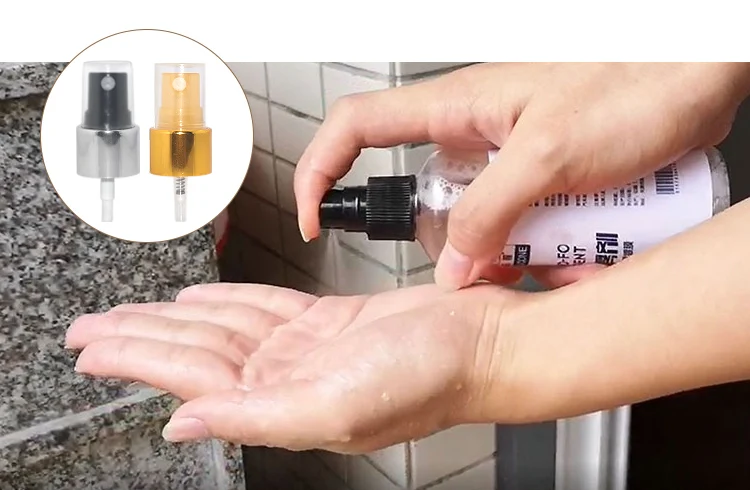 Suppliers Aluminum Fine Mist Sprayer 20/410 Gold White  Pump For Plastic Bottle