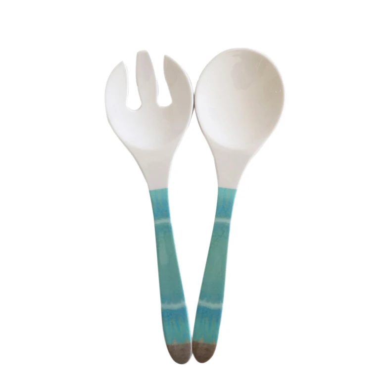 OEM Latest kitchen accessories children baby spoon fork set long handle OEM melamine salad spoon custom print plastic fork