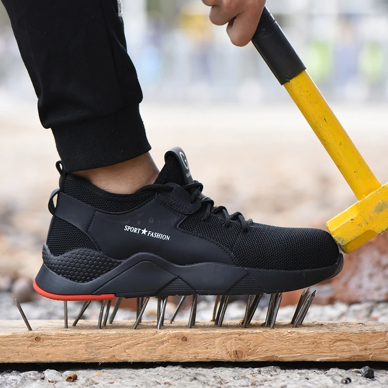 Zapatos de seguridad con punta de acero para hombre y mujer zapatillas de trabajo a prueba de golpes calzado liviano protector de construcción 