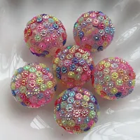 

Wholesale 20mm Colorful Jewelry Chunky Resin Rhinestone Crystal Disco Pave Ball Beads