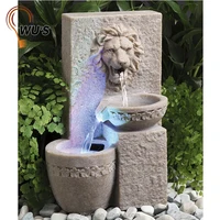 

IP55 decoration outdoor garden sun controlled resin lion solar water fountain