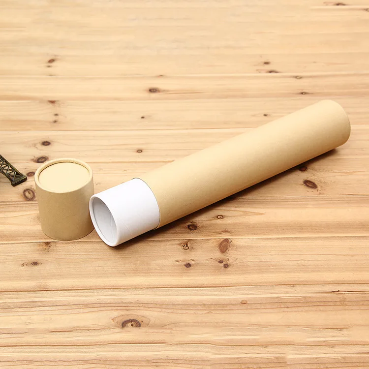 
Hot Sale Shipping Shaped Brown Kraft Tube Simple Cardboard Cylinder Packaging Mailing Poster Mail Paper Tube 