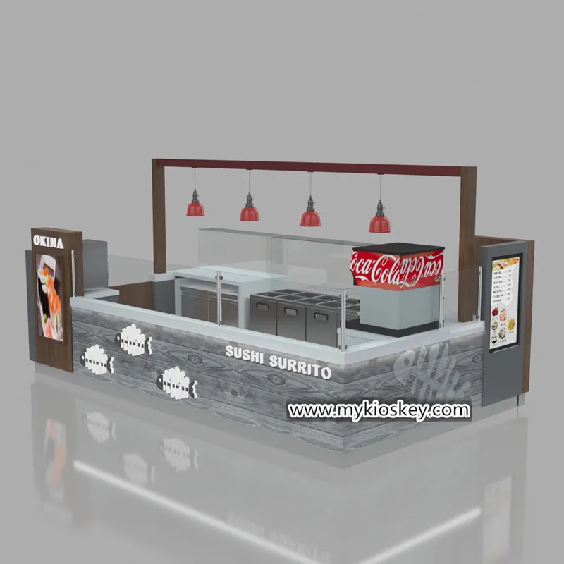 Customized Mall Kiosk For Fast Food Churros Bbq Selling Stall In ...