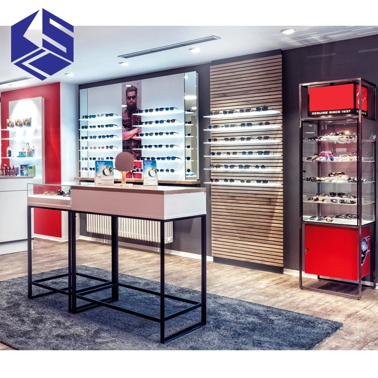 High End Retail Store Wall Mounted Eyewear Display Design Optical Shop