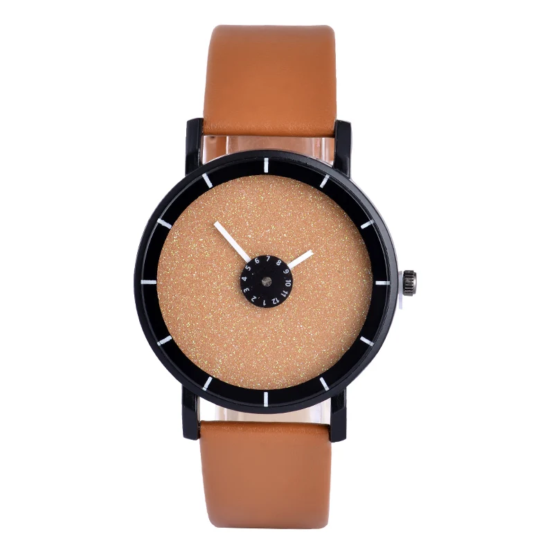 

WJ-4968 special small turntable face design trendy black and white leather strap boys student watch
