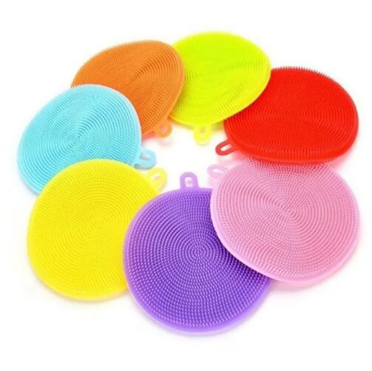 

Kitchen Gadgets Brush Accessories Dishes Multipurpose Silicone Sponge Dish Washing Kitchen Scrubber, Green, red, blue(can be custom)