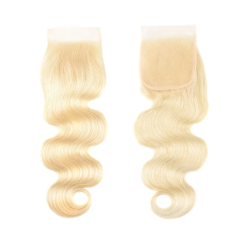 

Wholesale Honey Blonde Human Hair Color 613 Raw Brazilian Virgin Hair Bundles Extension Body Wave with Lace Closure, Blonde can be dyed and bleached