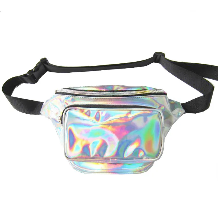 

custom wholesale Waterproof glitter Shiny Neon Fanny Bag for Women Holographic Fanny Pack ladies Bum Bag fashion waist bag