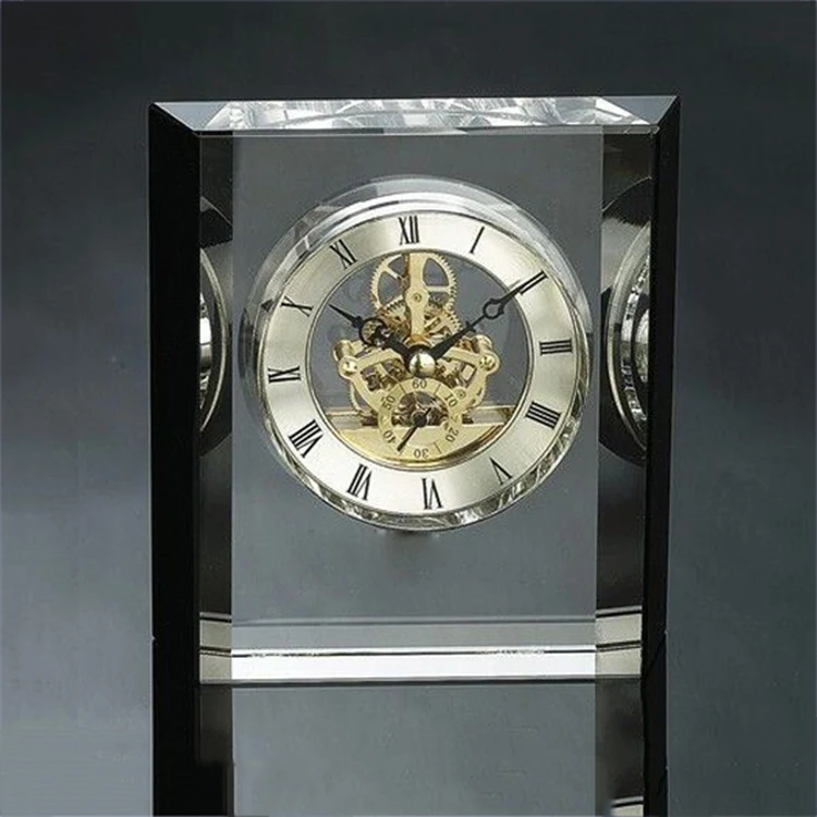 Small Bridge New Design Customized Innovative 3D Laser Engraved Crystal Table Clock