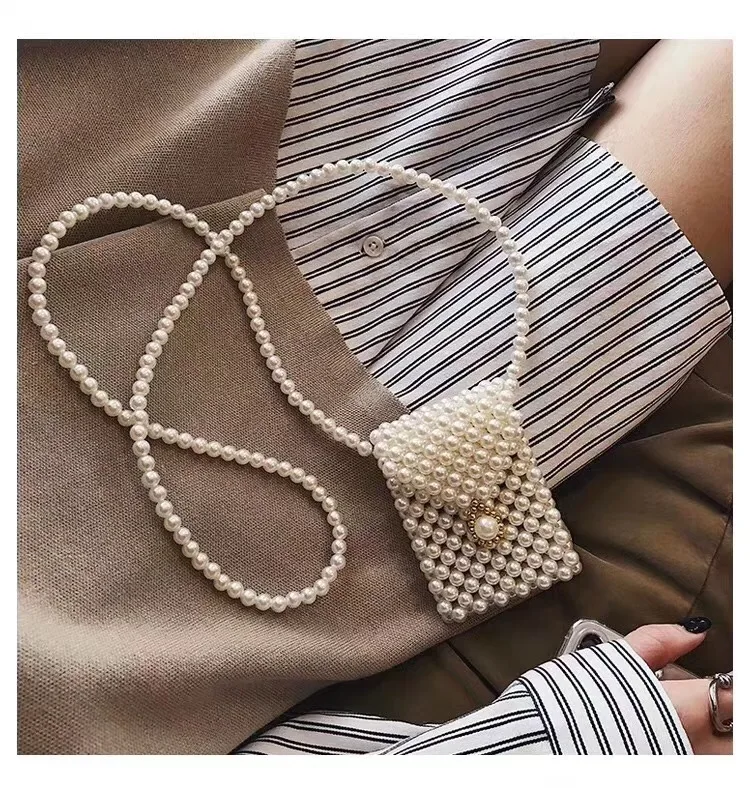 

Pure hand make vintage elegant pearl braid mini bag