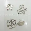 2016 fashion assorted silver alloy mini craft flowers butterfly charm for decoration, necklace making