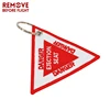 High Quality Red Exquisite Triangle embroidery key chain for Car and moto , fashion personal keychain , fabric key chains