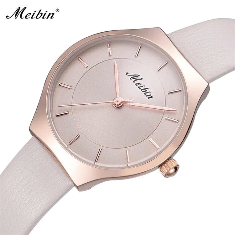 

MEIBIN M1171 2019 most popular style rose slim leather custom minimalist women watch