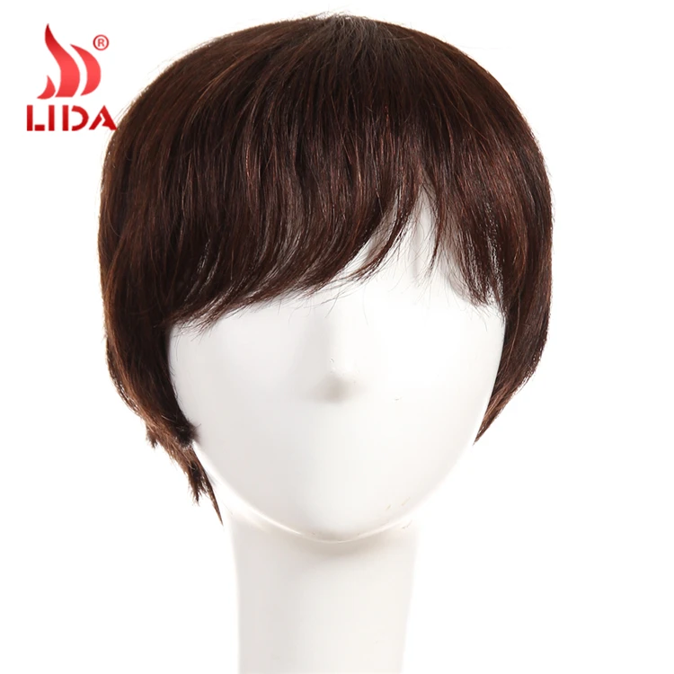 brown wig with side bangs