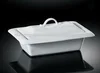 H2398 chaozhou fengxi oem white porcelain rectangle tureen with lid