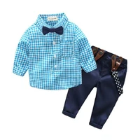 

Boy Baby Clothes Set Autumn Kid's Glentmen Shirts with Straps Trousers Newborn Clothing Infant Party Clothes Boy Formal Suit