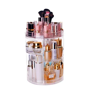 Image of Cheap Transparent Clear Brush Holder 360 Degree Rotation Acrylic Makeup Organizer