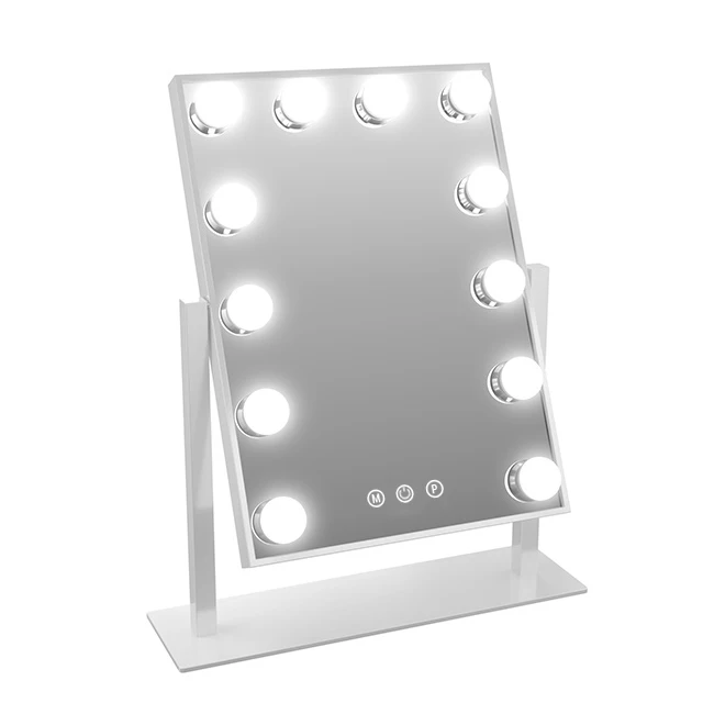 

12 LED Bulbs Hollywood Lighted Makeup Mirror with Clock and LED Light