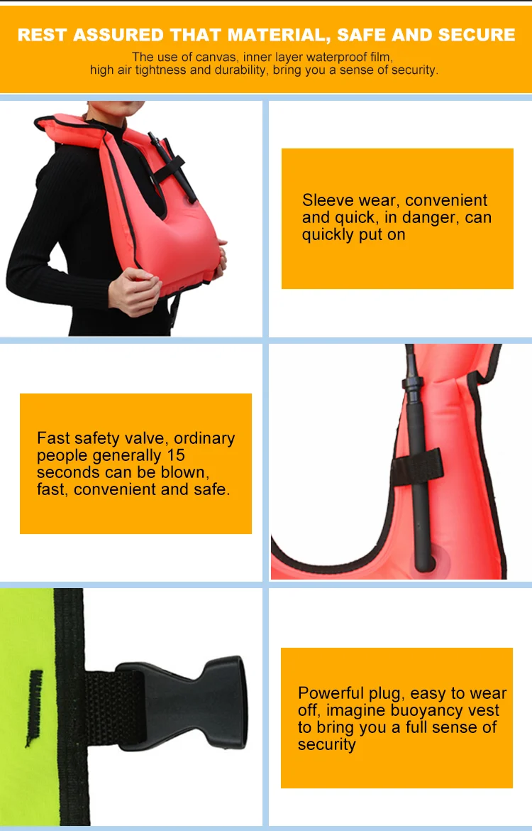 Light Weight Polyester Outdoor Adults Kids unisex swim LIFE inflatable snorkel vest