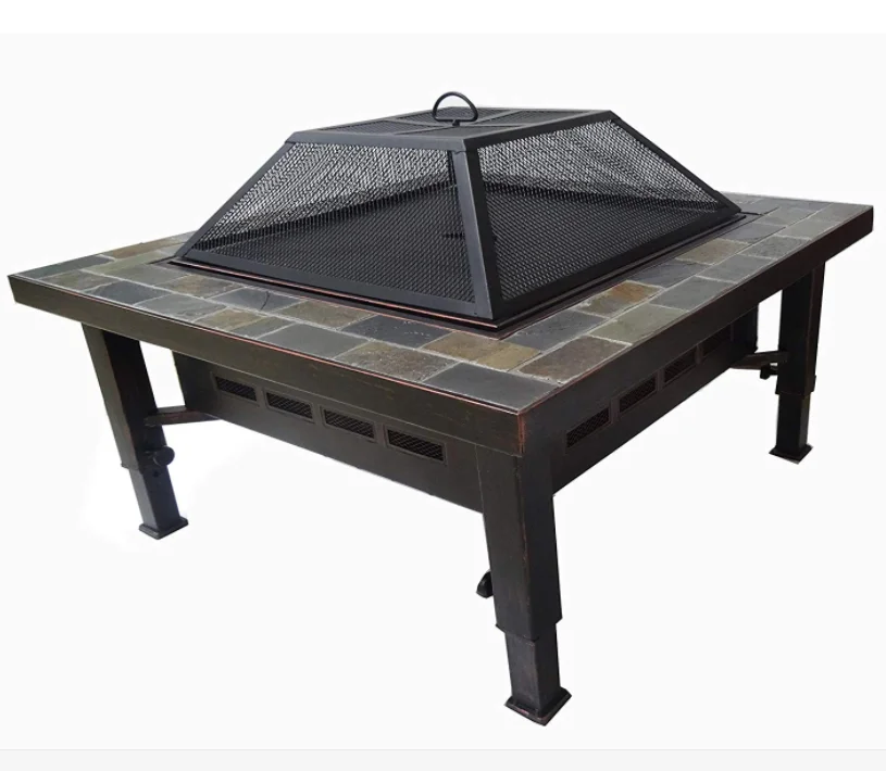 Square Slate Top Fire Pit With Adjustable Leg Buy Slate Top Fire Pit