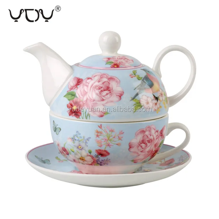 Ydy Factory Wholesale Cheap Royal New Bone 3pcs Ceramic Floral Tea Pot
