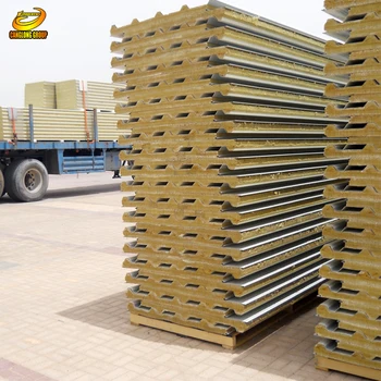 Cheap Rock Wool Sandwich Wall Panel For Warehouse Workshop Garage