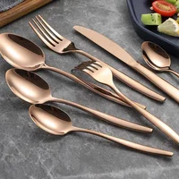 

hot sell whole-sale Restaurant bar serving stainless steel gold plated spoon fork and knife food-grade cutlery set