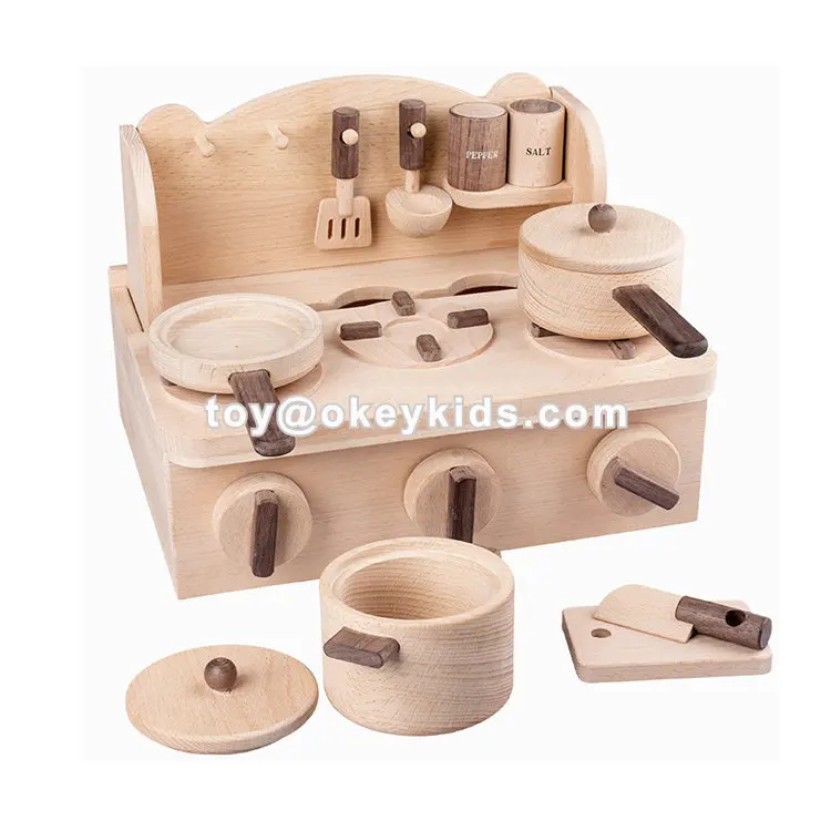 2019 Amazon hot selling kids wooden cooking playsets toys for pretend W10C470