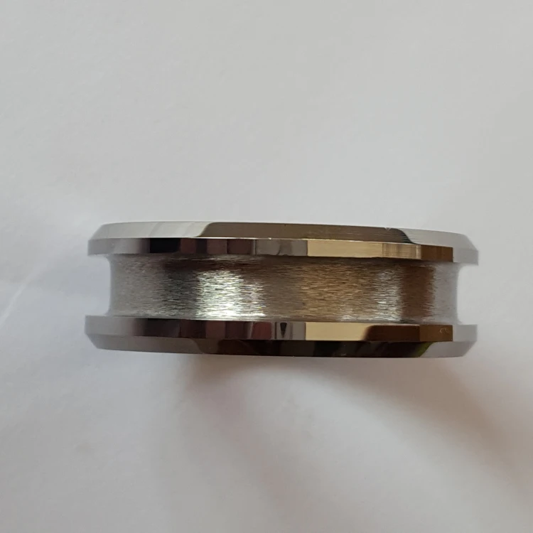 
Wholesale Beveled Edges Center Grooved Tungsten Rings Blank Ring for Inlay 
