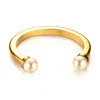 Thick Square Solid Open Wire Cuff Bangle Chunky Pearl Jewelry For Woman