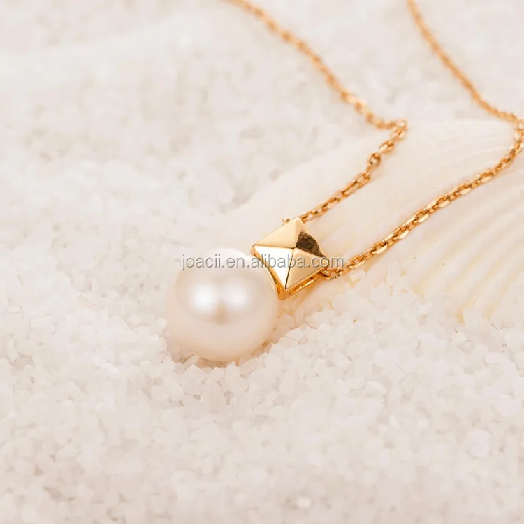 18K Gold Chain Women Freshwater Pearl Necklace