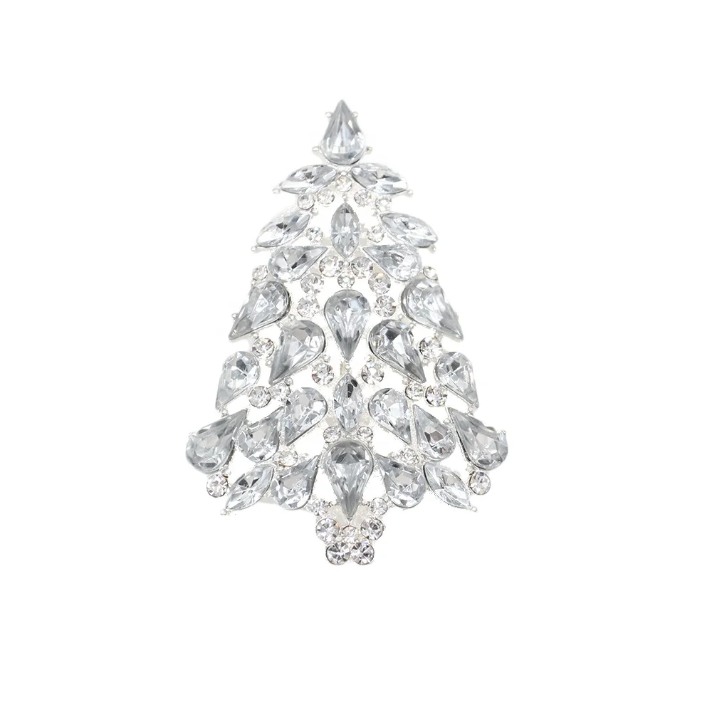 

Hot Sale Crystal Rhinestone Christmas Tree Brooch Pin For Gift, As your request