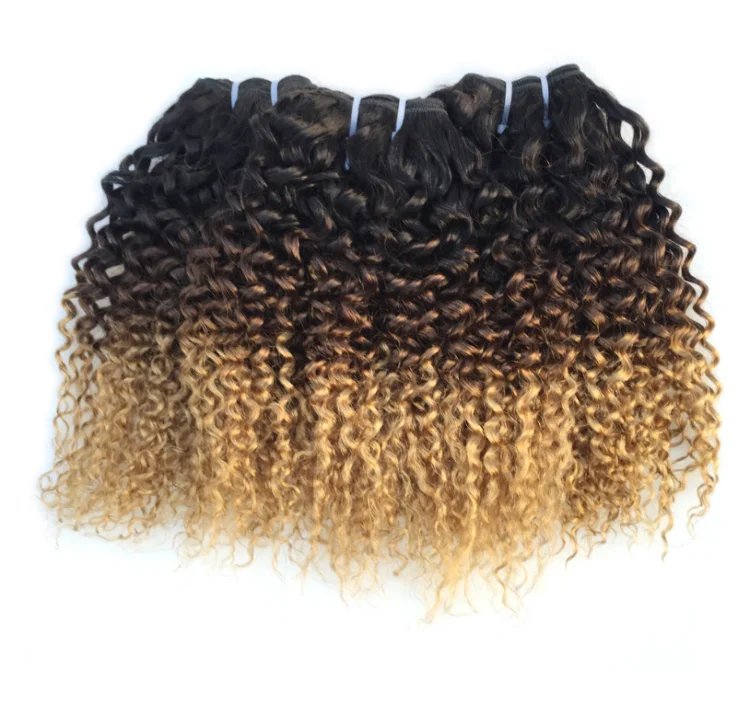 

Brazilian Ombre 1B 4 27 Color kinky curl Braiding Human Hair/brazilian curly blonde hair/eurasian virgin blonde hair, 1b/#2/#4/613blonde/obmre