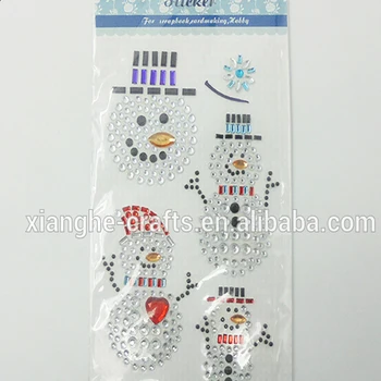 Hot Sale Christmas Theme Snowman Gem Crystal Stickers For Card Making