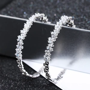 Elegant Design Silver Color Big Circle Hoop Earrings For Women