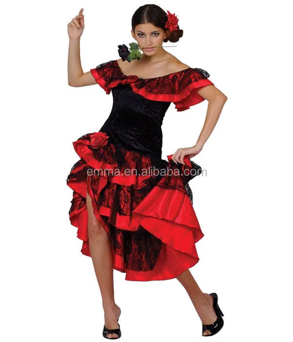 Ladies Salsa Costume Flamenco Senorita ...