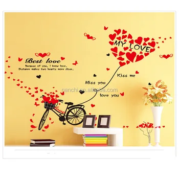 My Love Best Love Miss You Heart Bike Wall Decals Home Decorative Living Room Cheap Wall Stickers Waterproof Removable Murals Buy Merry Christmas