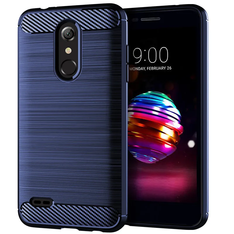 

Back Cover Soft Mobile Phone Case Silicone Brushed Carbon Fiber TPU Case For For LG K10 2018