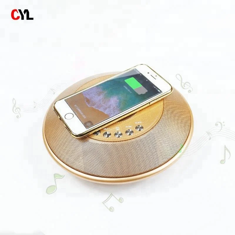 

Multifunctional mini handle metal wireless clock speaker wireless charger for phone