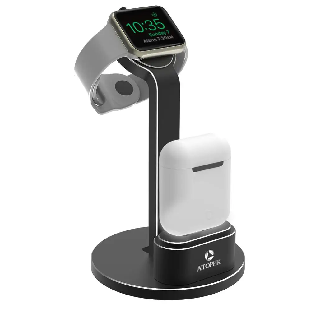 

Aluminum stand for apple watch accessories smart watch display stand for airpod charging station Black