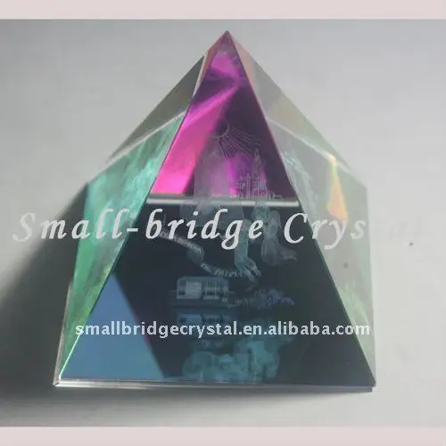 product crystal color  glass printing pyramid cube-21