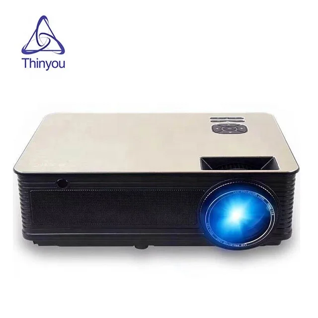 

Thinyou Portable LED Projector Home Beamer Android 6.0 WiFi Bluetooth HD 1080P HDMI USB Video Home Theater Proyector, White and black