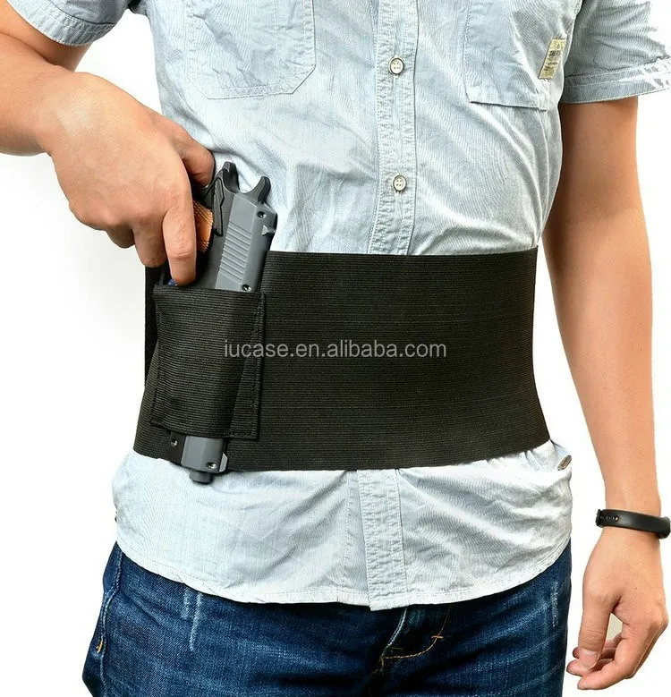 Tactical Gun Holster Adjustable Elastic Belly Band Waist Pistol Pouches 