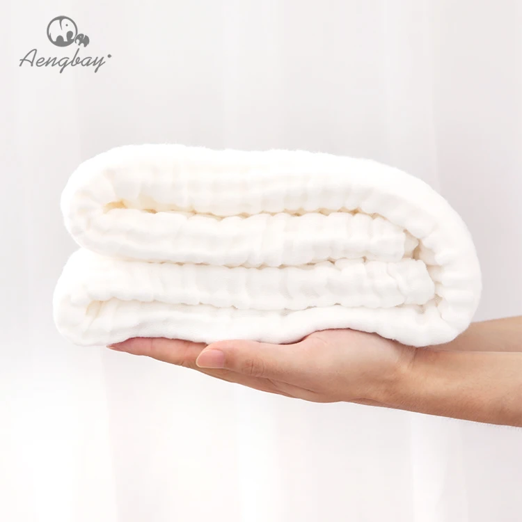 

Aengbay Baby bath towel baby bath blanket newborn cotton gauze towel breathable baby articles, Pure white