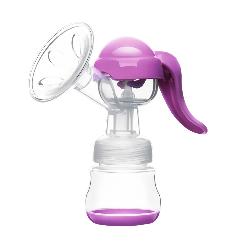 

FDA approved manual breast pump milk with baby feeding bottle, White;pink;purple